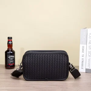 Men’s Single Shoulder Waterproof Backpack New Large Capacity Crossbody Bag Embossed Woven Pattern Cross Border Bag