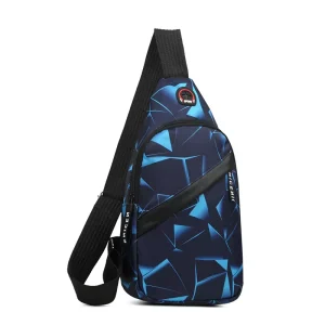 Men’s Single Zipper Shoulder Chest Crossbody Sling Bag with Letter Decoration for Sports and Leisure Outdoor Use