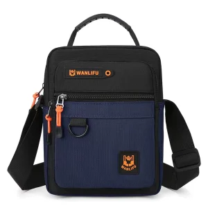 Men’s Sling Bag Waterproof Nylon Crossbody Messenger Bag with Pure Pattern