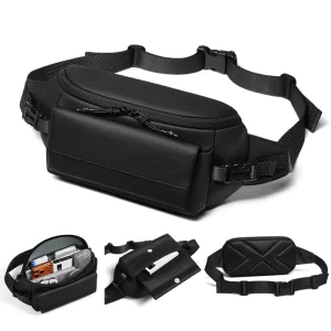 Men’s Sling Bag with Large Capacity Magnetic Easy Access Front Pocket Multi-Compartment Travel Bag Breathable