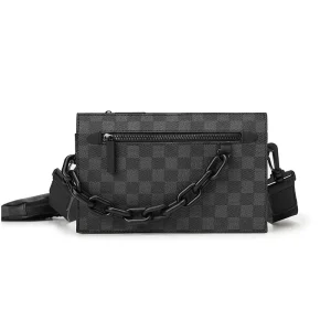 Men’s Small High Quality PU Leather Crossbody Sling Messenger Bag Waterproof Zipper Closure Personalized Custom Fashion Trendy