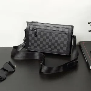 Men’s Small Messenger Shoulder Bag Custom All Printing Polyester Waterproof PU Leather