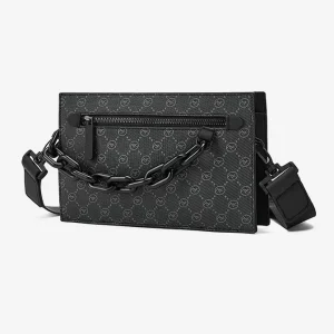 Men’s Small PU Leather Crossbody Messenger Bag with Zipper Closure Personalized Custom Print for Casual Daily Use