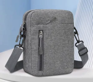 Men’s Small Shoulder Bag Lightweight Portable Multi Compartment Durable for Office Outdoor with Anti Theft Zipper