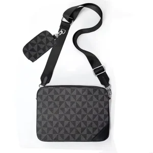 Men’s Small Size Crossbody Shoulder Bag Printed Three Piece Set Geometric Pattern Messenger Bag