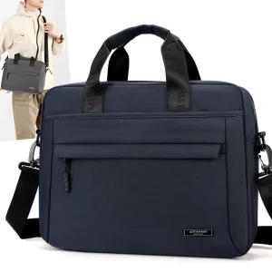 Men’s Soft Laptop Bag Business Casual Messenger Multi Layer Large Capacity Nylon Durable Portable Briefcase for Laptop