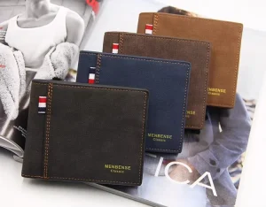 Men’s Solid Color PU Leather Business Large Capacity Short Tri fold Wallet