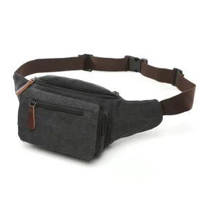 Men’s Solid Color Waist Bag Bum Bag for Canvas Comfortable and Stylish