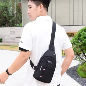 Men’s Sport Chest Pack Bag USB Port Custom Logo Waterproof Design Anti-Theft Summer Portable Shoulder Sling Crossbody Bag