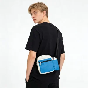 Men’s Sport Messenger Bag Waterproof Nylon Crossbody with Water Bottle Holder Fashion Pocket for Outdoor Activities