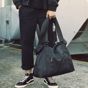 Men’s Sports Anti-Theft Nylon Travel Handbag Large Capacity Lightweight Luggage Bag Casual Shoulder Bag