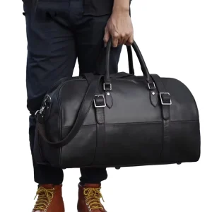 Mens Sports Travel Bag Large Capacity Waterproof Genuine Leather Gym Duffel Luggage with Custom Logo PC Tote Style Business