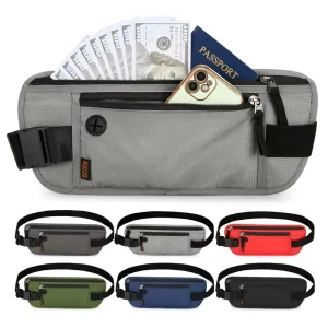 Men’s Sporty Large Capacity RFID Blocking Travel Wallet Anti-Theft Passport Neck Pouch Black Shoulder Messenger Waist Bag