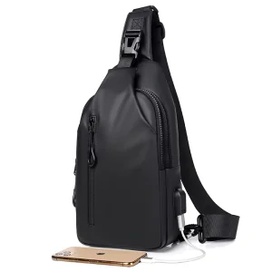 Men’s Stylish Nylon Zipper Chest Pack Portable Fashionable Waterproof Crossbody Bag for Daily Use Outdoor Sports