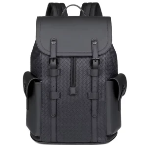Men’s Stylish PVC Leather Vintage Backpack Waterproof Executive Black Laptop Backpack Luxury Man Bag Designer Travel Backpack