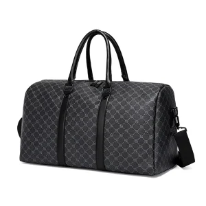 Men’s Stylish Short Trip Carry On Travel Bag Large Capacity Single Shoulder Tote PVC Polyester Waterproof European Retro