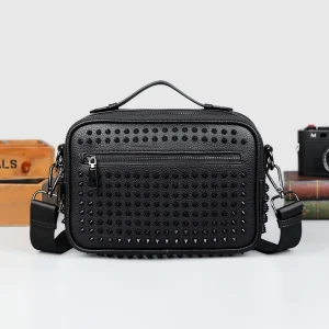 Men’s Stylish Simple Fashion Crossbody Shoulder Bag Large Capacity Waterproof Zipper Closure Versatile PU Polyester Handbag