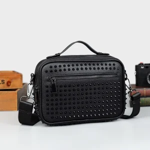 Men’s Stylish Simple Fashion Crossbody Shoulder Bag Large Capacity Waterproof Zipper Closure Versatile PU Polyester Handbag