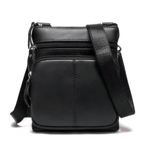 Men’s Summer Fashionable Genuine Black Leather Crossbody Sling Messenger Bag