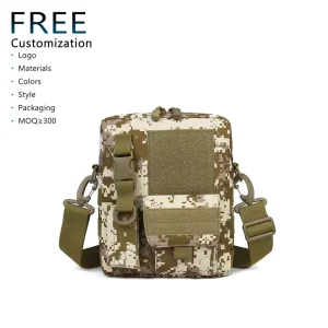 Men’s Tactical Crossbody Waist Pouch Belt Bag with Multiple Waterproof Polyester Pockets Custom Logo Sling Shoulder Design