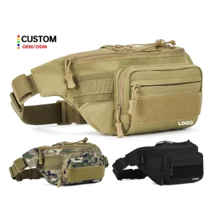 Men’s Tactical Fanny Pack Waterproof EDC Pouch Hip Belt Tactical Waist Bag for Hiking Camping Fishing with Zipper Closure