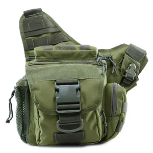 Men’s Tactical Molle Messenger Sling Bag with Zipper Closure for Hiking Outdoor Activities