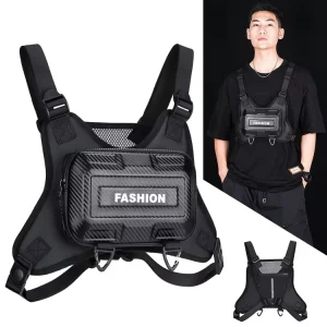 Men’s Tactical Vest Bag Hard Shell Functional Double-layer Vest Bag Waterproof Outdoor Running Sports Chest Bag