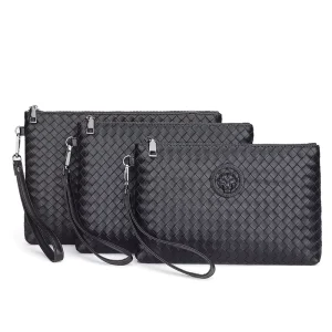 Men’s Tiger Head Large Capacity Soft Leather Business Handbag Wallet Clutch Bag