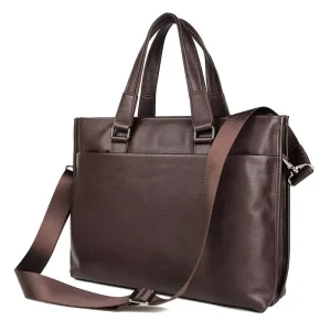 Men’s Top Layer Cowhide Genuine Leather Briefcase Lawyer Bag Waterproof Durable Laptop Handbag