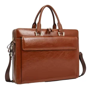 Men’s Top Layer Cowhide Genuine Leather Briefcase Lawyer Bag Waterproof Durable Laptop Handbag