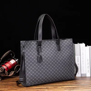 Mens Tote Bag Horizontal Style Versatile PU Leather Crossbody Shoulder Bag Wear Resistant Drop