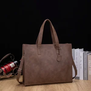 Men’s Tote Bag Korean style Horizontal Design Fashionable Versatile PU Leather Crossbody Shoulder Bag Trendy European American