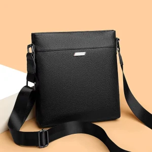 Men’s Travel Bag Boat Bag Genuine Cow Leather Crossbody Bag Litchi Grain Casual Shoulder Sling Bag Custom Logo Accepted