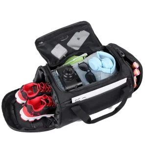 Men’s Travel Gym Bag Polyester Waterproof and Breathable Custom with Logo Fashion Zipper Closure Portable
