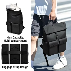Men’s Travel Laptop Backpack Polyester Physiological Curve Back For School Use