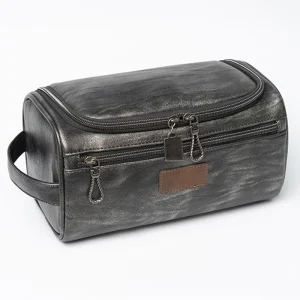 Men’s Travel Toiletry Bag PU Leather Waterproof Toiletries Organizer Bag Multifunctional Toiletry Bag UK1001C