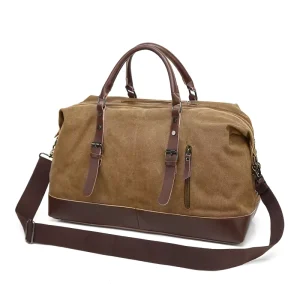 Men’s Travel Weekender Bag High Quality Canvas Handheld Duffel Bag Large Capacity Outdoor Luggage Tote Bag