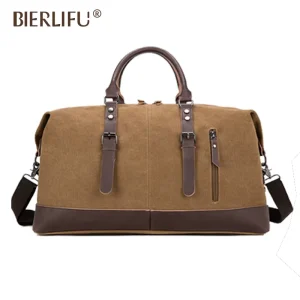 Men’s Trendy Large Travel Duffel Bag Custom Logo Washable Canvas Overnight Gym Bag Zipper Closure Weekend Travel Weekender Bag