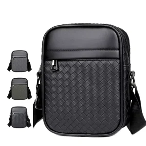 Men’s Trendy PU Crossbody Bag Vintage Street Fashion Style Small Square Casual Travel-Ready Plaid Messenger Bag