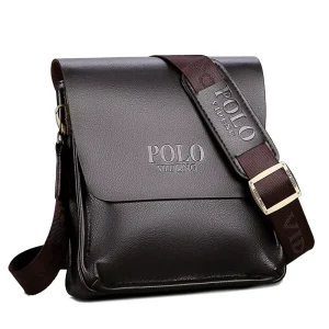 Men’s Trendy PU Leather Crossbody Bag Casual Business Style Single Shoulder Polo Vertical Bag Foreign Trade Fashion In Stock