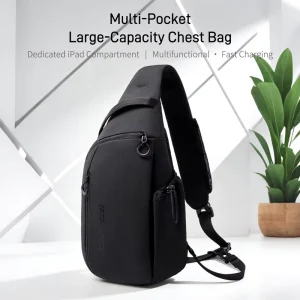 Mens Trendy Waterproof Shoulder Crossbody Bag Casual Lightweight Sports Utility Street Style Mini Messenger Bag