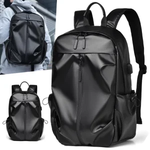 Men’s USB Laptop Backpack Large Capacity Waterproof Casual Zipper Daypack for Daily Leisure Travel