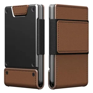 Men’s Ultra Thin Metal Genuine Leather Credit Card Holder RFID Shielded Aluminum Alloy Wallet Coin Pocket Urban Minimalist