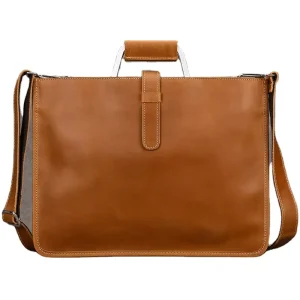 Men’s Ultra thin Handheld Shoulder Bag Retro Document Briefcase Leather Horizontal Handbag Head Layer Cowhide Crossbody Bag