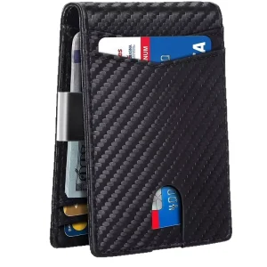 Men’s Ultra-thin Plaid Pattern Wallet European American Style Simple Casual RFID US Dollar Clip Microfiber 11 Card Credit Card