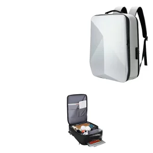 Men’s Unisex Waterproof 17.3″ PC Double Storage Hard Shell Esports Anti-Theft Laptop Backpack USB Keyboard