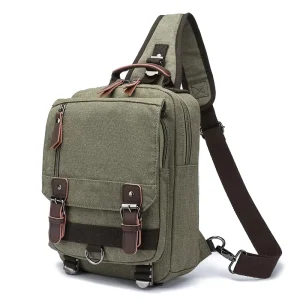 Men’s Vintage Canvas Cross Chest Sling Bags Zipper Waterproof Summer Portable Fashion Custom Crossbody Travel Bag