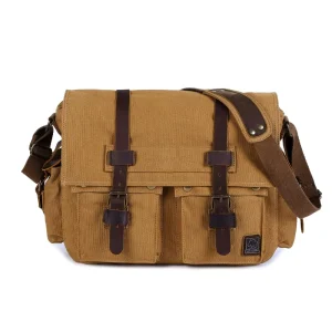 Men’s Vintage Canvas Messenger Bag Large Capacity Crossbody Shoulder Bag for Daily Travel