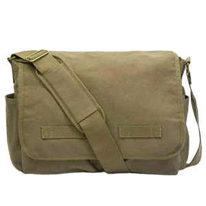 Men’s Vintage Canvas Waterproof Zipper Portable School Retro Crossbody Messenger Bag for Boys and Girls Students