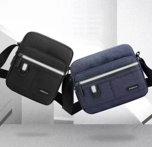 Men’s Vintage Casual Business Oxford Shoulder Bag with Logo Button Detail Large Capacity Crossbody Bag for Summer Fashion Design